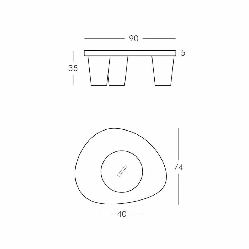 Lågt lågt bord Slide Low Lita Bordpolyeten och glas tillverkat i Italien Viadurini