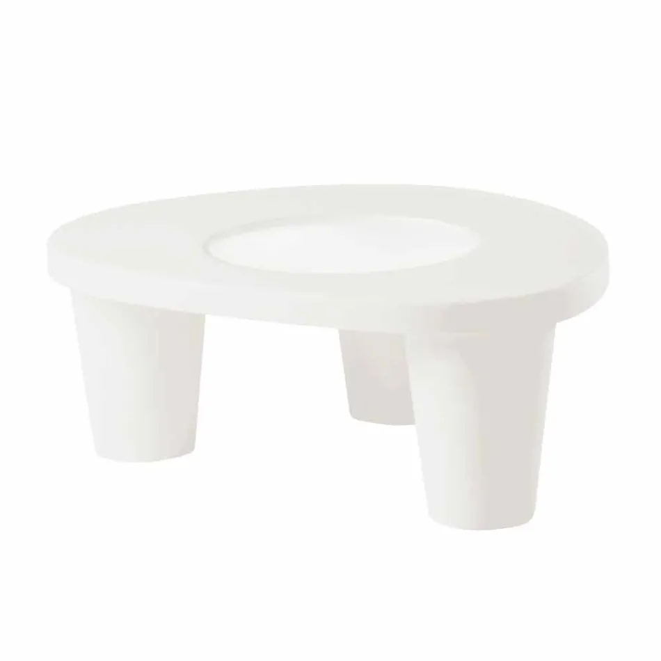 Lågt lågt bord Slide Low Lita Bordpolyeten och glas tillverkat i Italien Viadurini