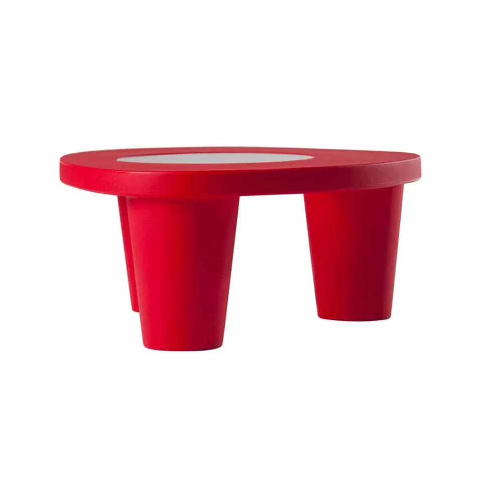 Lågt lågt bord Slide Low Lita Bordpolyeten och glas tillverkat i Italien Viadurini