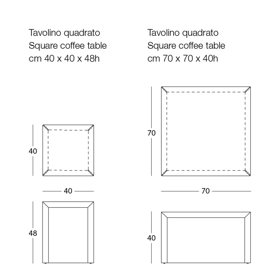 Square Design Metal Soffbord i 2 storlekar - Josyane Viadurini