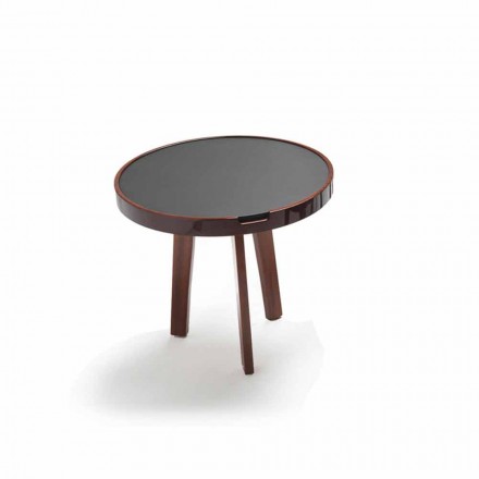 Cocktail bord med svart läder top design, 60cm diameter, Selmo Viadurini