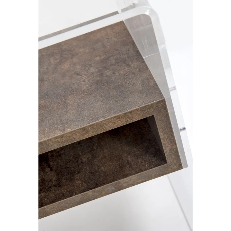 Återvinningsbart sängbord i transparent plexiglas och trä - Pascoli Viadurini