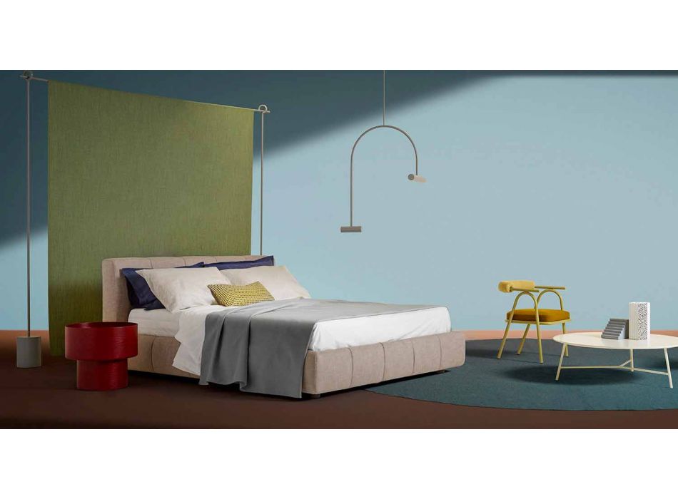 Runt sängbord med modern design i Bordeaux eller blått trä - Vinnie Viadurini
