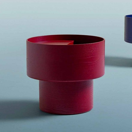 Runt sängbord med modern design i Bordeaux eller blått trä - Vinnie Viadurini