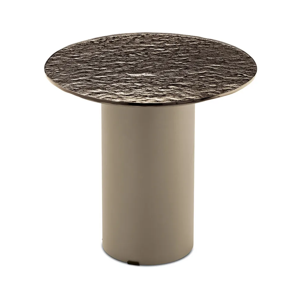 Soffbord med metallbas och Ø45 cm spegel eller glasskiva - Flaminia Viadurini