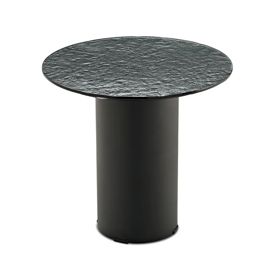 Soffbord med metallbas och Ø45 cm spegel eller glasskiva - Flaminia Viadurini