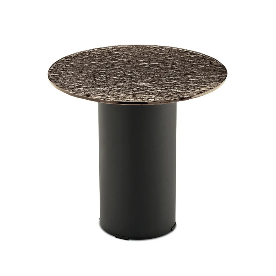 Soffbord med metallbas och Ø45 cm spegel eller glasskiva - Flaminia Viadurini