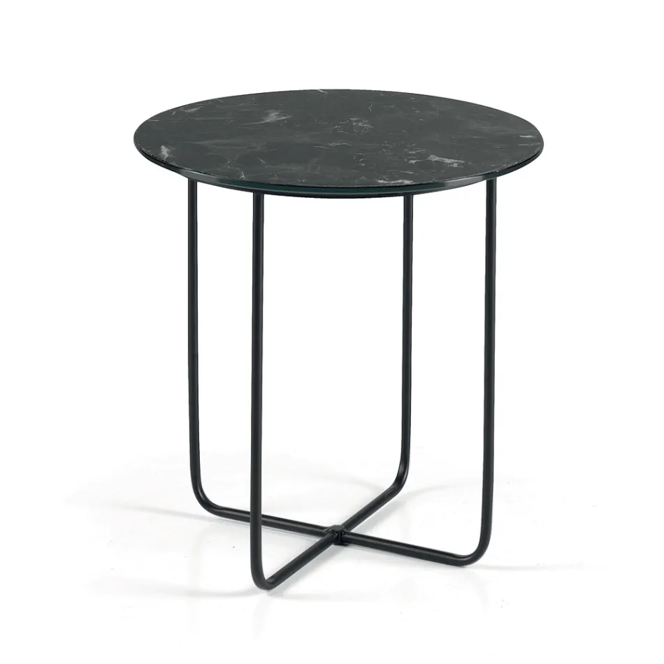 Soffbord med spegel och marmorliknande keramikskiva Tillverkad i Italien - Giusta Viadurini