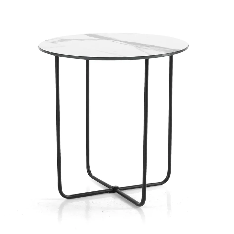 Soffbord med spegel och marmorliknande keramikskiva Tillverkad i Italien - Giusta Viadurini