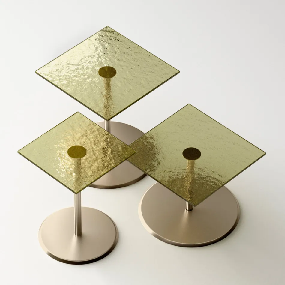 Soffbord med fyrkantig glas- eller metallskiva Tillverkat i Italien - Anakin Viadurini