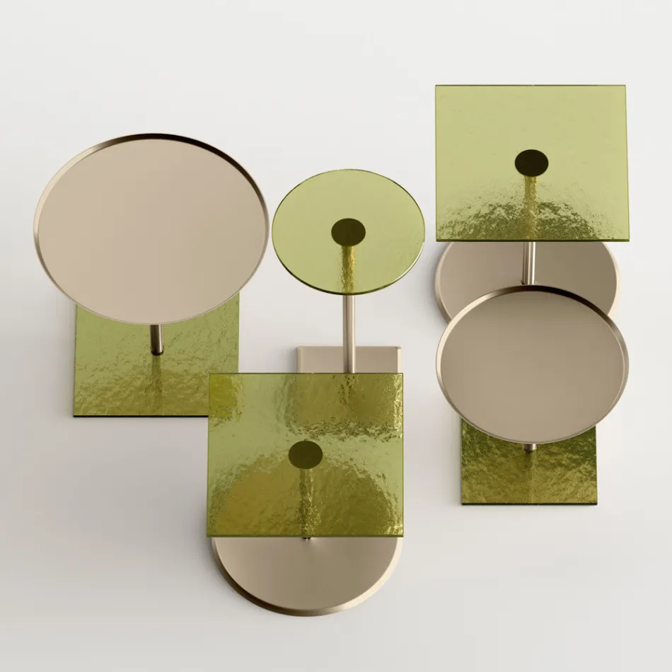 Soffbord med rund glas- eller metallskiva Tillverkat i Italien - Anakin Viadurini