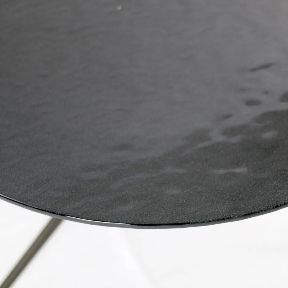 Soffbord med rund skiva tillverkat i glas Made in Italy - Siste Viadurini