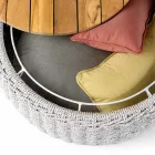 Trädgårdscontainerbord i teak och repvävning - Arjuna Viadurini