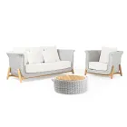 Trädgårdsbord i teak och rep - Arjuna Viadurini