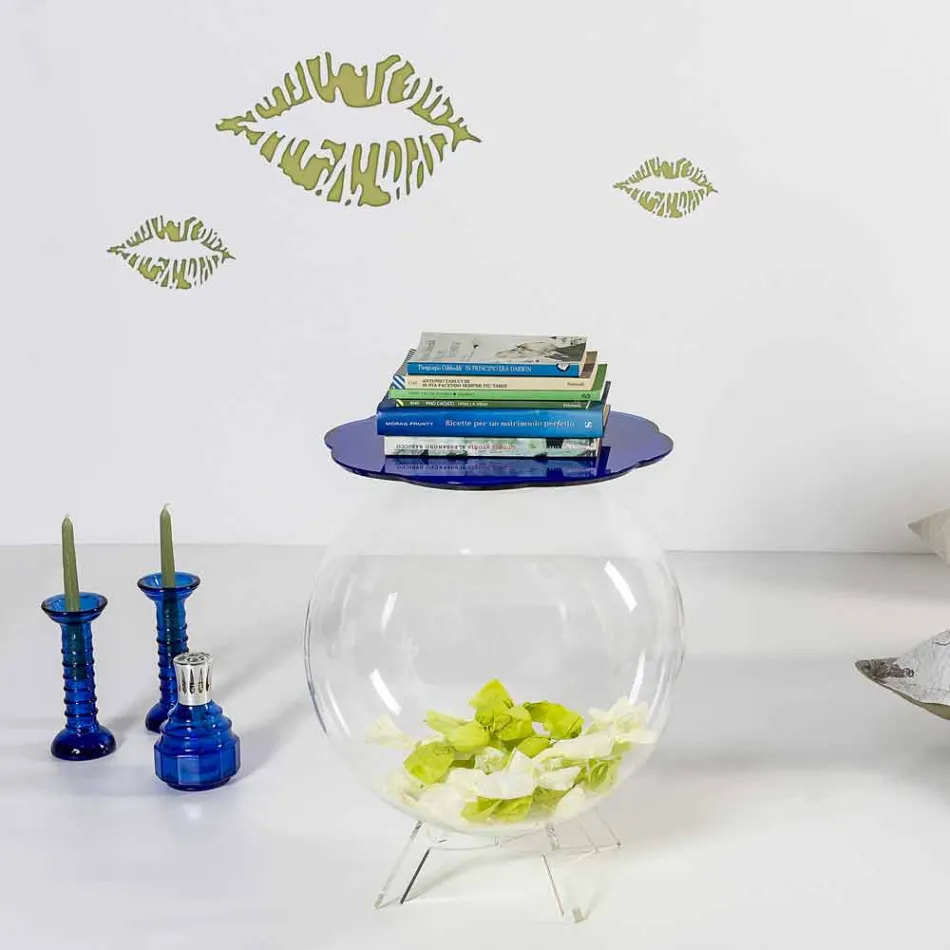 Soffbord / runda blå container Biffy, modern design tillverkad i Italien Viadurini