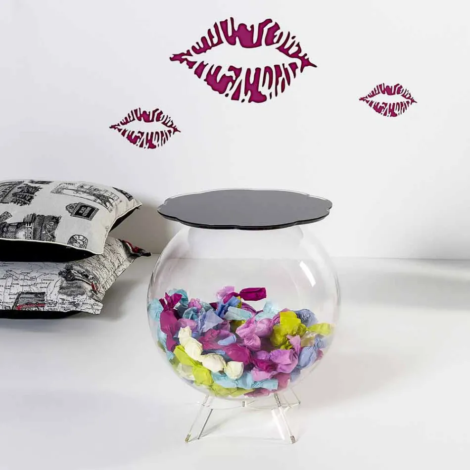 Soffbord / rund svart låda Biffy, modern design tillverkad i Italien Viadurini