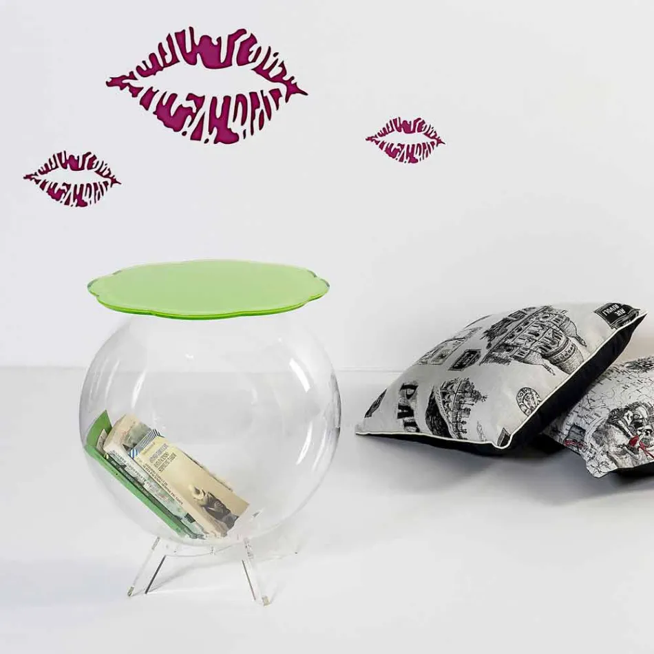 Kaffe / grön rund behållare Biffy, modern design tillverkad i Italien Viadurini