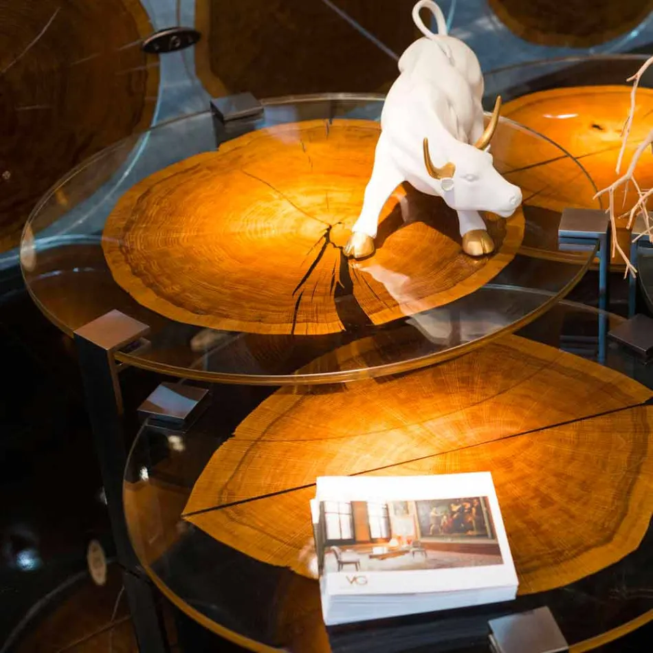 Modern kaffe topp kaffe med glas och trä golv Bigo 1 Viadurini