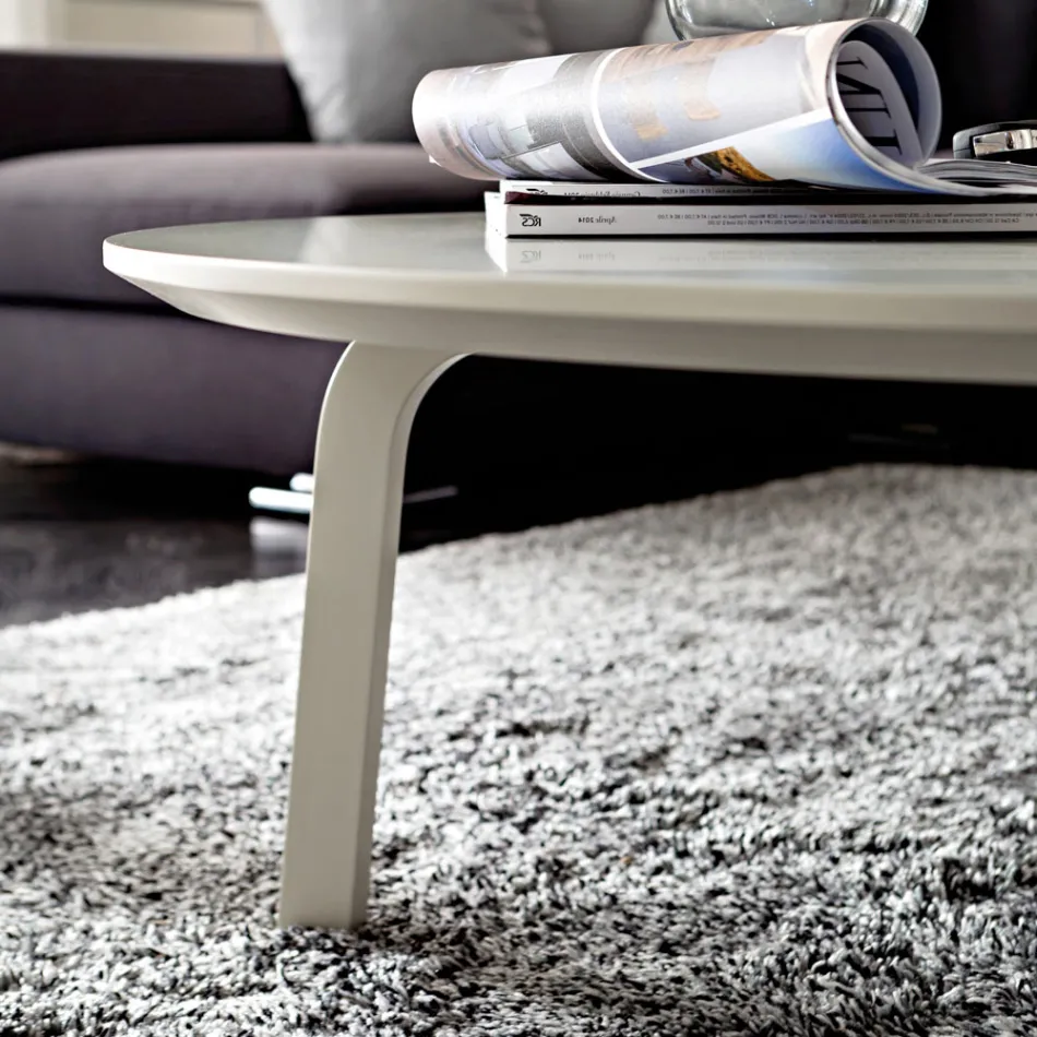 Soffbord med rund skiva i lackad mdf tillverkat i Italien - Tobiko Viadurini