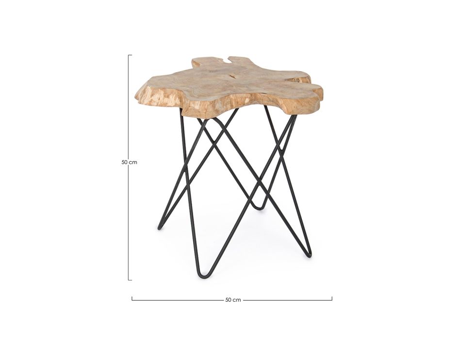 Soffbord för vardagsrum svart stål och naturligt teak - Perlana Viadurini