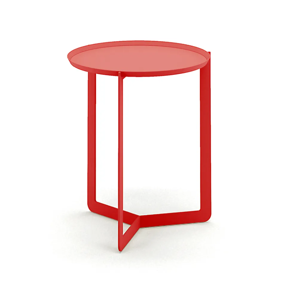 Utomhus runt metall soffbord tillverkat i Italien - Stephane Viadurini