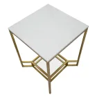 Golden Square soffbord i järn, vitt harts och glas - Tokyo Viadurini