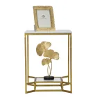 Golden Square soffbord i järn, vitt harts och glas - Tokyo Viadurini