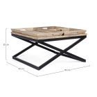 Soffbord i stål med bricka i Mangoträ Design - Cesira Viadurini