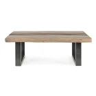 Homemotion Steel Soffbord och Acacia Wood Top - Zalma Viadurini