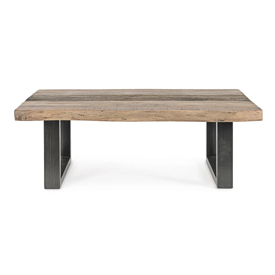 Homemotion Steel Soffbord och Acacia Wood Top - Zalma Viadurini