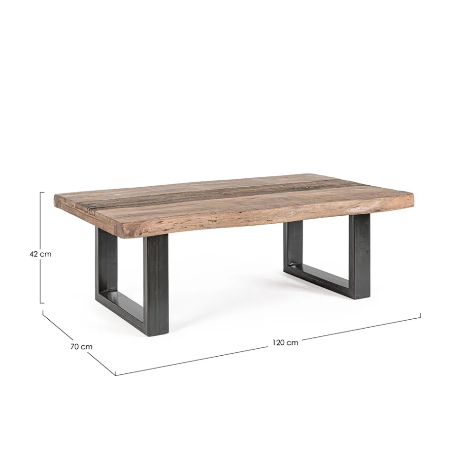 Homemotion Steel Soffbord och Acacia Wood Top - Zalma Viadurini