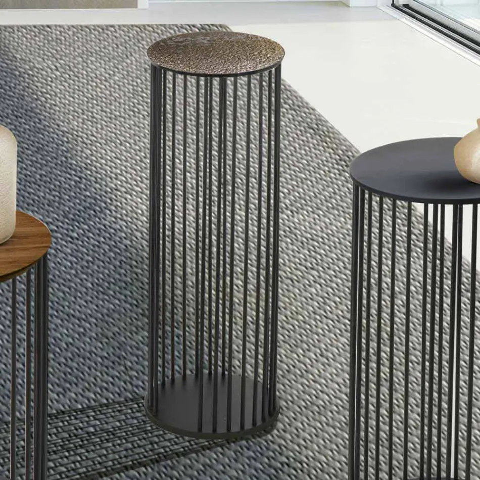 Soffbord i smidd kristall och metall tillverkad i Italien - Montebianco Viadurini