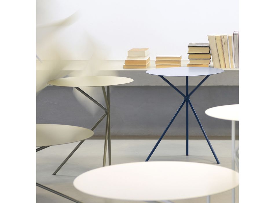 Runt soffbord i metall, design i olika färger och 2 storlekar - Olesya Viadurini