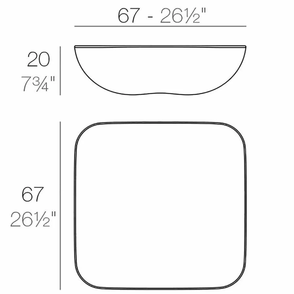 Pillow Vondom utomhus soffbord, modern design, 67x67 cm Viadurini