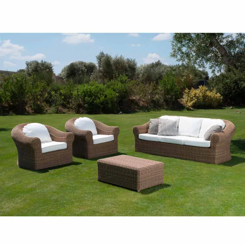 Trädgårds soffbord i vävd syntetisk rotting - Yves Viadurini