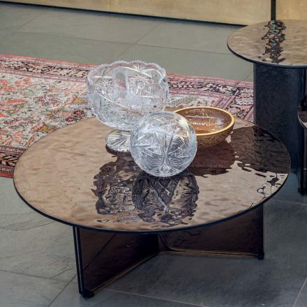 Runt soffbord i glas för vardagsrumsdesign 3 storlekar - Imolao Viadurini