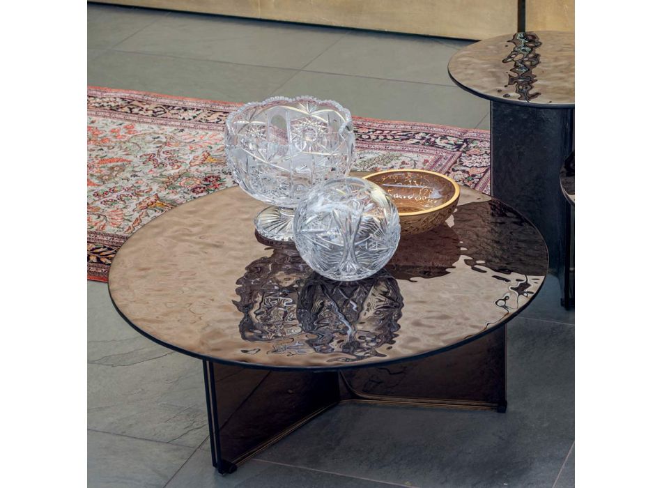 Runt soffbord i glas för vardagsrumsdesign 3 storlekar - Imolao Viadurini