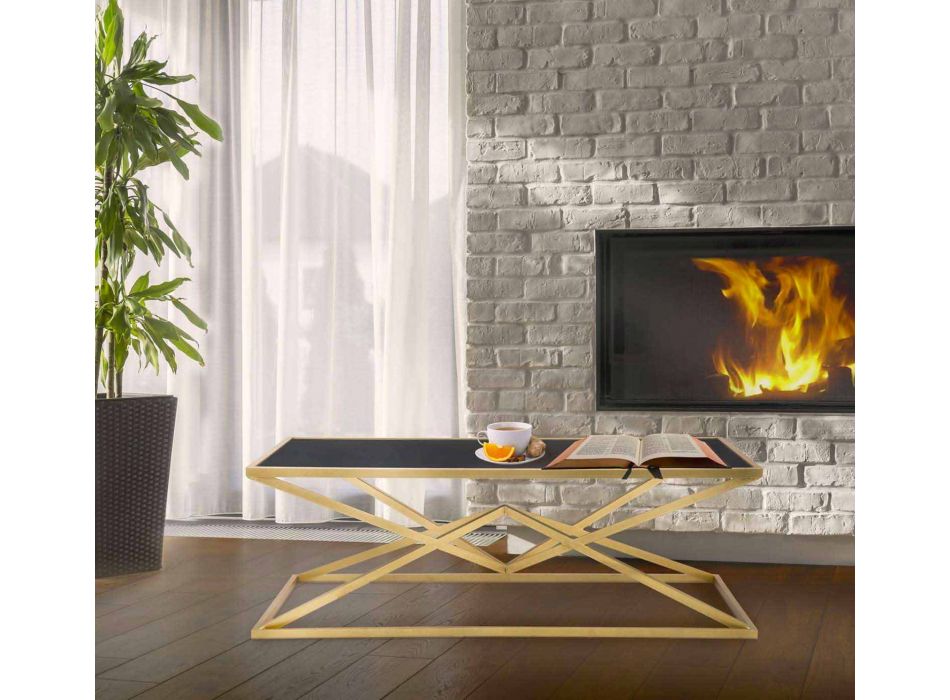 Modern design rektangulärt soffbord i järn och glas - Maggie Viadurini