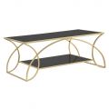 Guld rektangulärt soffbord i järn med glasskiva - symbol