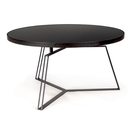 Runt soffbord i svart stål och glas Top 2 storlekar - Zanzino Viadurini