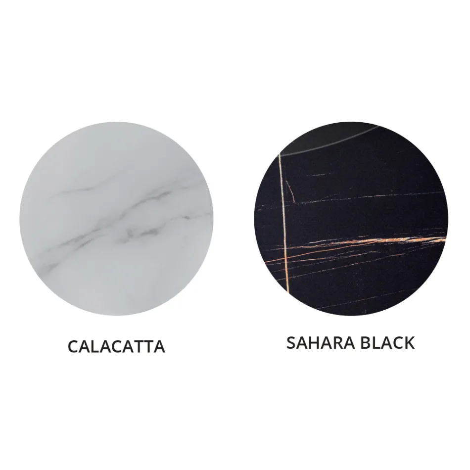 Runt soffbord i lyxig marmoreffekt metall och glas - Magali Viadurini