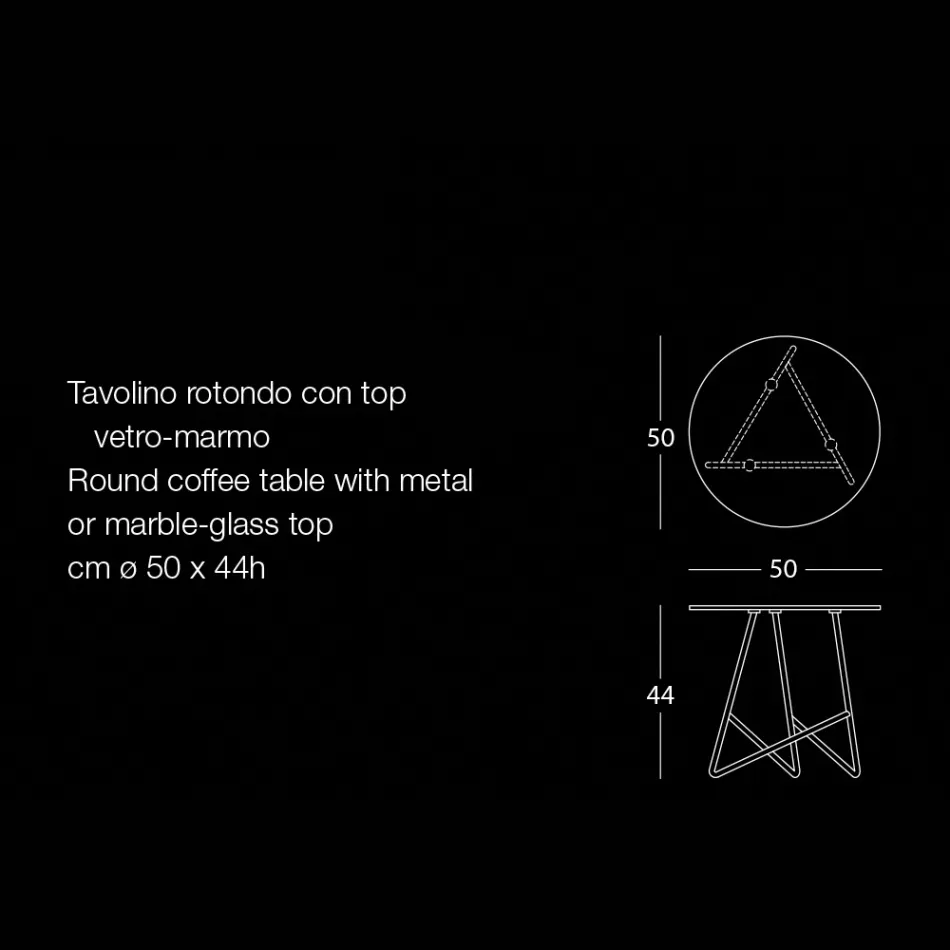 Runt soffbord i lyxig marmoreffekt metall och glas - Magali Viadurini