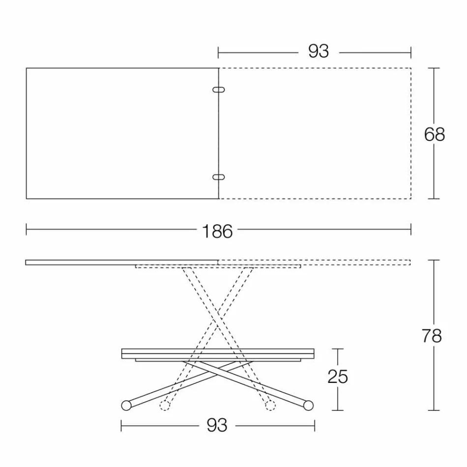 Modernt omvandlingsbart soffbord i trä och metall tillverkat i Italien - Gabri Viadurini