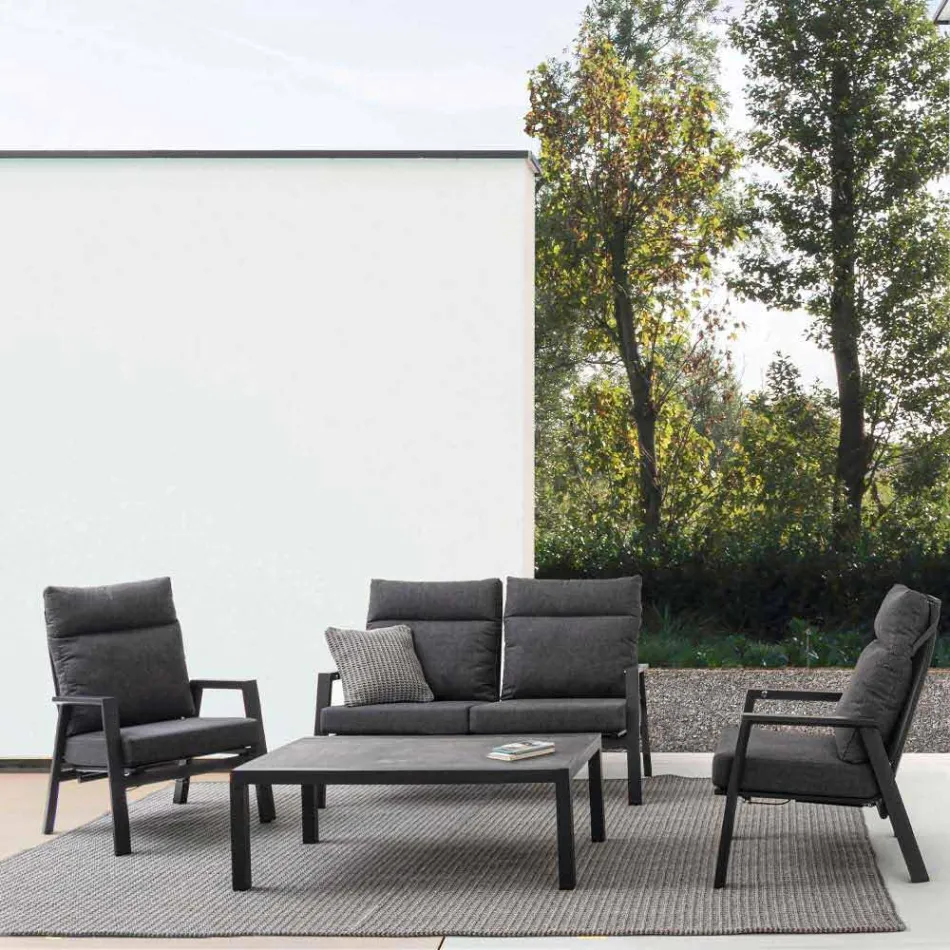 Utomhus soffbord med aluminiumbas och keramisk topp - Maino Viadurini