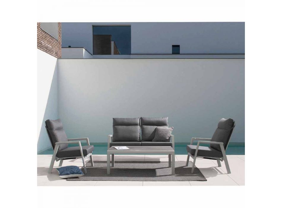 Utomhus soffbord med keramisk topp och aluminiumkonstruktion - mjuk Viadurini