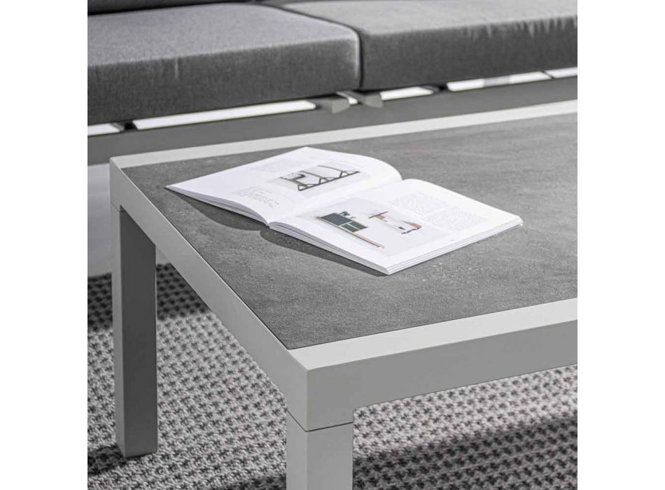 Utomhus soffbord med keramisk topp och aluminiumkonstruktion - mjuk Viadurini