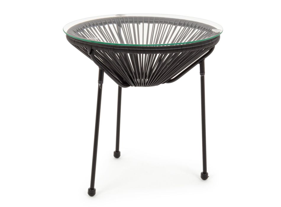 Utomhussoffbord i stål med designerglasskiva - Spumolizia Viadurini