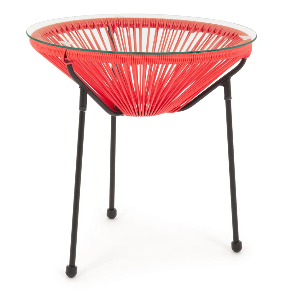 Utomhussoffbord i stål med designerglasskiva - Spumolizia Viadurini