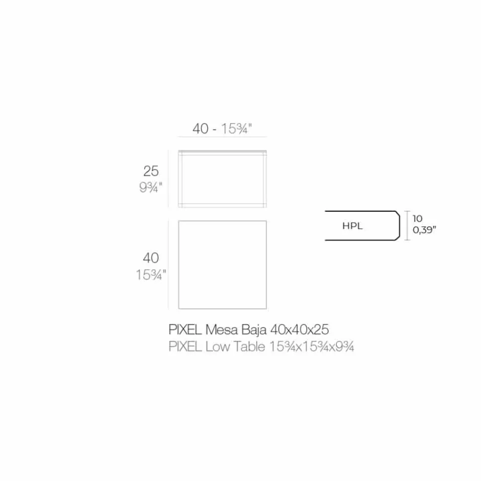 Soffbord utomhus i aluminium och fyrkantigt svart laminat - Suave av Vondom Viadurini