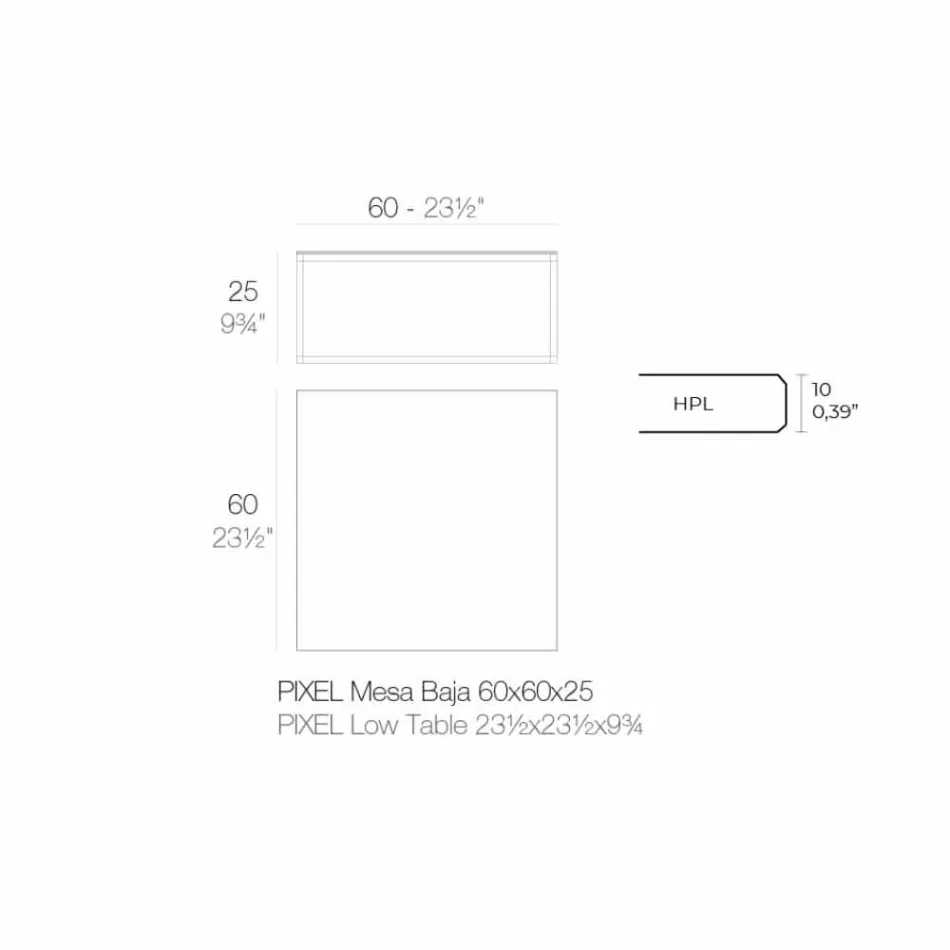 Soffbord utomhus i aluminium och fyrkantigt svart laminat - Suave av Vondom Viadurini